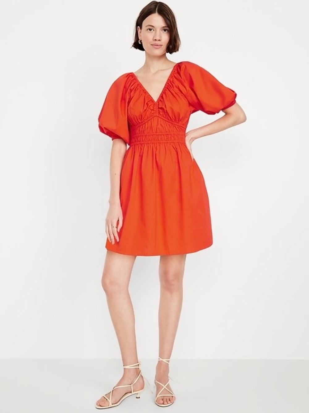 NWOT Old Navy Puff Sleeve Defined Waist Mini Dress